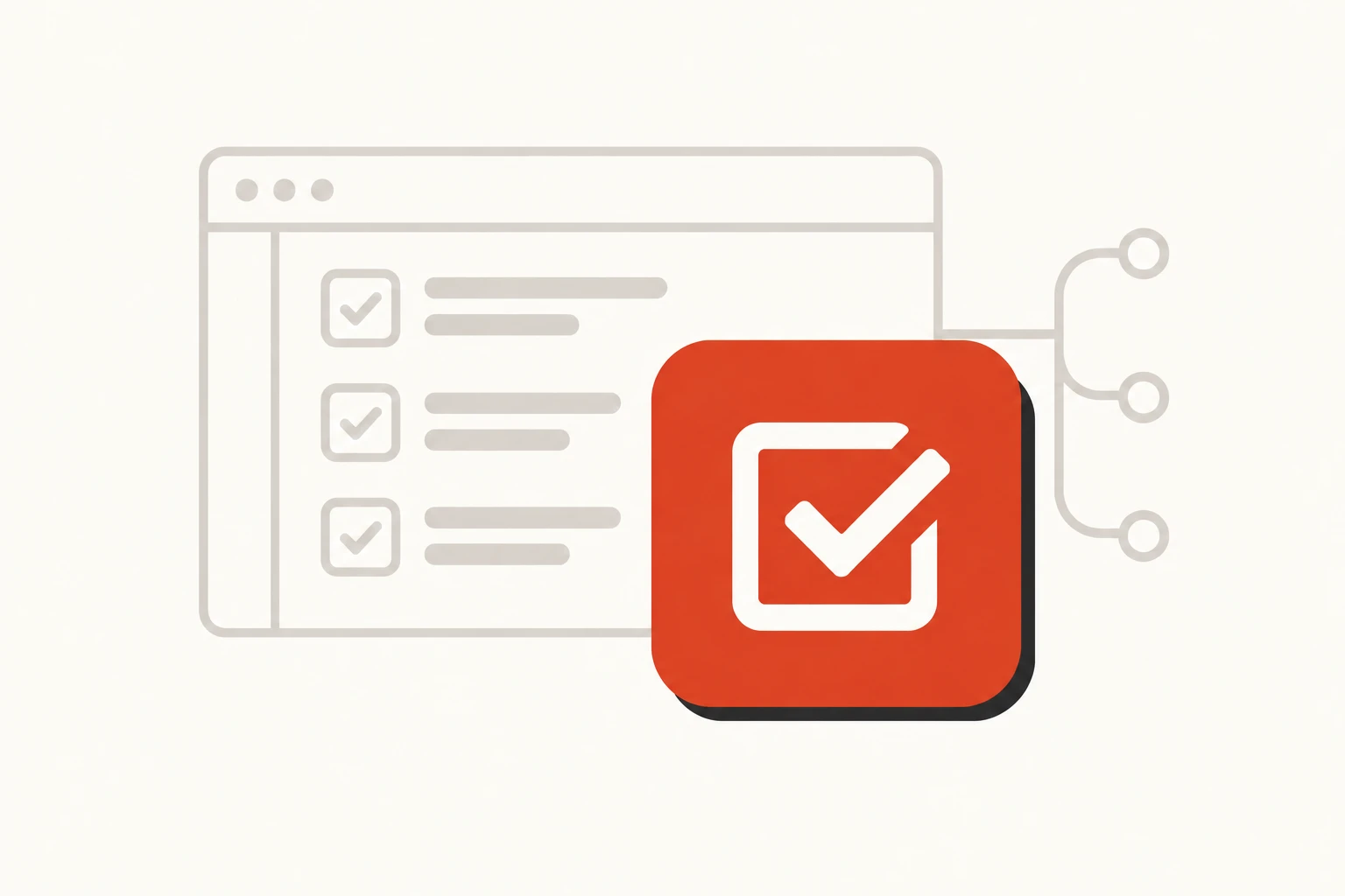 A test checklist behind a checked-box badge.